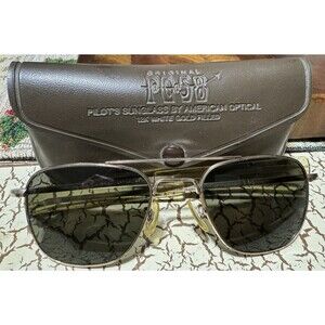 American Optical 5 1/2 Gold Filled 12K GF VintageAviator Sunglasses Pilot FG-58